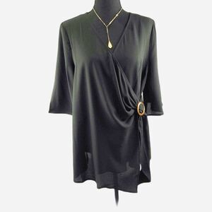 Doe & Rae ( Vici Collection) Black Kimono Style Wrap Blouse Size L